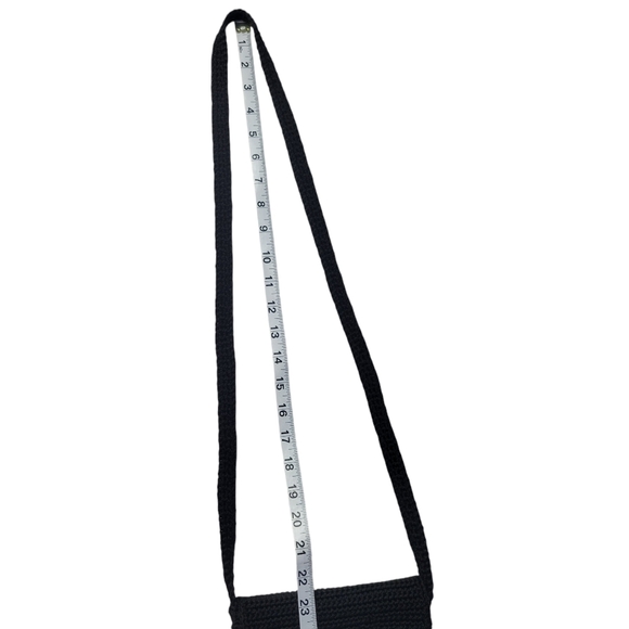 Worthington Vtg Boho Vintage Crossbody Foldover Flap Small Black Purse - Picture 10 of 11